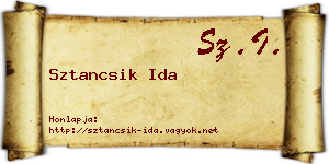 Sztancsik Ida névjegykártya